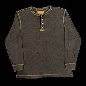 Vintage Clearwater Thermal Shirt Waffle Knit Henley Distressed Fade Y2K XL